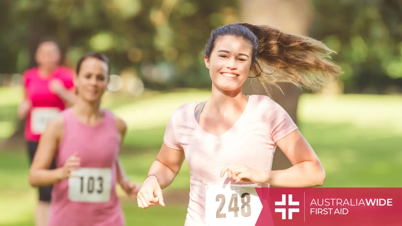 Smiling woman participating in a fun run